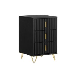 SoBuy Szafka nocna z 3 szufladami Czarny 40x40x63cm Nowoczesny FBT115-L-SCH 804625 SoBuy Szafka nocna z 3 szufladami Czarny 40x40x63cm Nowoczesny FBT115-L-SCH 804625