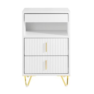 SoBuy Szafka nocna z 3 szufladami i 1 półką Biały FBT168-W 804570 SoBuy Szafka nocna z 3 szufladami i 1 półką Biały FBT168-W 804570