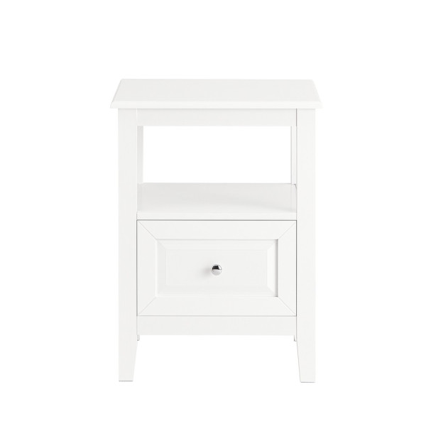 SoBuy Szafka nocna z jedną szufladą Biały 45x35x60cm Nowoczesny FBT131-W 804580