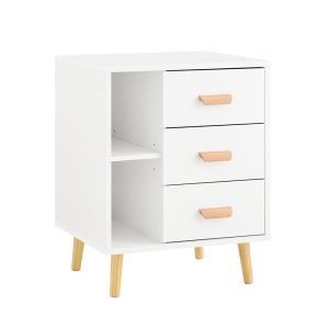 SoBuy Szafka nocna z trzema szufladami Biały 48x40x60cm Nowoczesny FBT95-W 804558 SoBuy Szafka nocna z trzema szufladami Biały 48x40x60cm Nowoczesny FBT95-W 804558