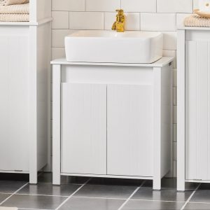 SoBuy Szafka pod umywalkę z dwoma drzwiczkami Biały Nowoczesny BZR101-W 809590 SoBuy Szafka pod umywalkę z dwoma drzwiczkami Biały Nowoczesny BZR101-W 809590