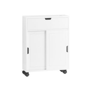SoBuy Szafka toaletowa obok toalety z 2 drzwiczkami Biały BZR31-W 816105 SoBuy Szafka toaletowa obok toalety z 2 drzwiczkami Biały BZR31-W 816105