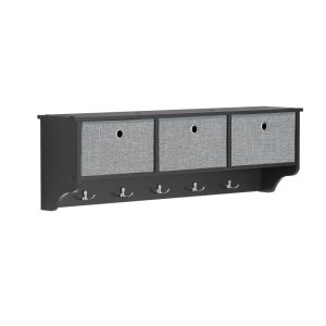 SoBuy Wieszak ścienny z 2 szufladami Czarny 100x20x31cm FRG282-SCH 811834 SoBuy Wieszak ścienny z 2 szufladami Czarny 100x20x31cm FRG282-SCH 811834