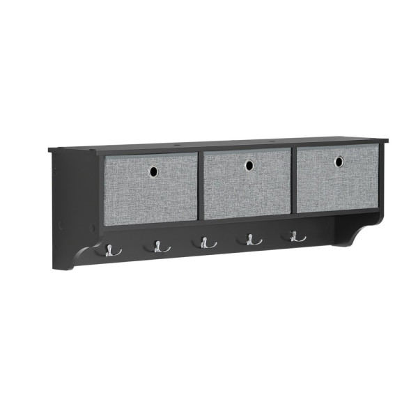 SoBuy Wieszak ścienny z 2 szufladami Czarny 100x20x31cm FRG282-SCH 811834