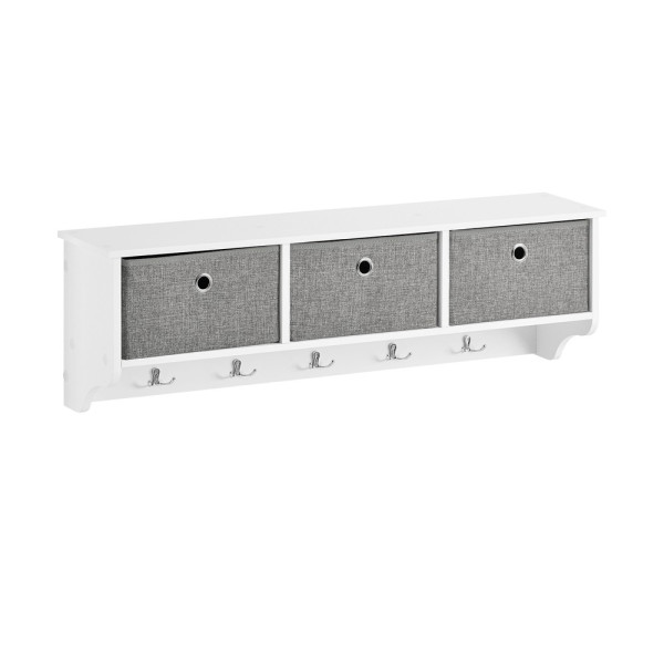 SoBuy Wieszak ścienny z 3 szufladami Biały 100x20x31cm Nowoczesny FRG282-W 811835