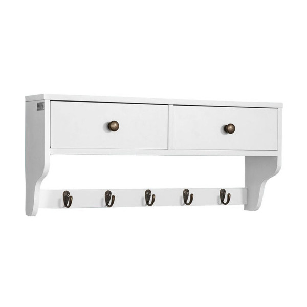SoBuy Wieszak ścienny z półką Biały 60x14.5x26.7cm Nowoczesny FRG178-W 811839