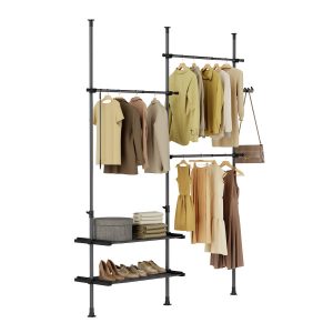 SoBuy Wieszak stojący z 2 półkami Czarny FRG34-II-SCH 939936