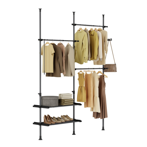 SoBuy Wieszak stojący z 2 półkami Czarny FRG34-II-SCH 939936