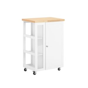 SoBuy Wózek kuchenny jednodrzwiowy Biały 60x40x90cm Funkcjonalny FKW75-NW 813012 SoBuy Wózek kuchenny jednodrzwiowy Biały 60x40x90cm Funkcjonalny FKW75-NW 813012