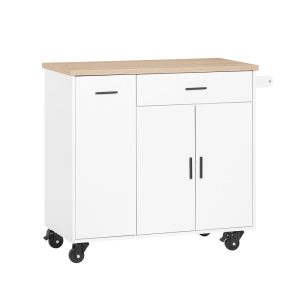 SoBuy Wózek kuchenny z 2 szufladami 46x95x91.4cm Nowoczesny FKW126-NW 813136 SoBuy Wózek kuchenny z 2 szufladami 46x95x91.4cm Nowoczesny FKW126-NW 813136