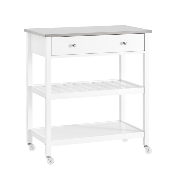 SoBuy Wózek kuchenny z 2 szufladami Biały 100x45x92cm Nowoczesny FKW47-II-W 813029