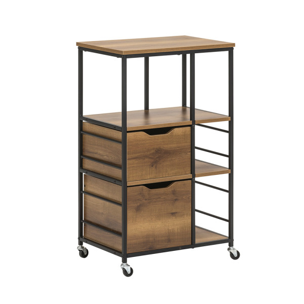 SoBuy Wózek kuchenny z 2 szufladami Ciemnobrązowy 53x37x89cm FKW111-PF 813267