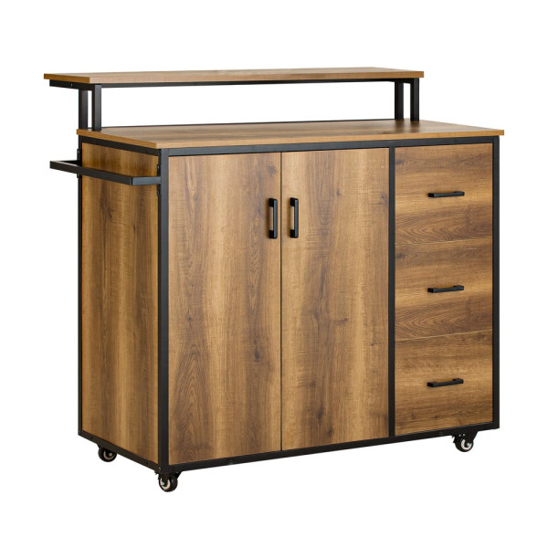 SoBuy Wyspa kuchenna Ciemnobrązowy 106x49x105cm Przemysłowy KNL02-PF 812997