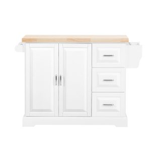 SoBuy Wyspa kuchenna z 3 szufladami Biały/Drewno 130x71x91cm FKW41-II-WN 969607 SoBuy Wyspa kuchenna z 3 szufladami Biały/Drewno 130x71x91cm FKW41-II-WN 969607