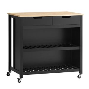SoBuy Wyspa kuchenna z dwiema szufladami Czarny 100x60x93.5cm FKW74-SCH 813266 SoBuy Wyspa kuchenna z dwiema szufladami Czarny 100x60x93.5cm FKW74-SCH 813266