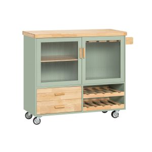 SoBuy Wyspa kuchenna z dwiema szufladami Zielony 110x40x91.5cm FKW114-GR 812979 SoBuy Wyspa kuchenna z dwiema szufladami Zielony 110x40x91.5cm FKW114-GR 812979