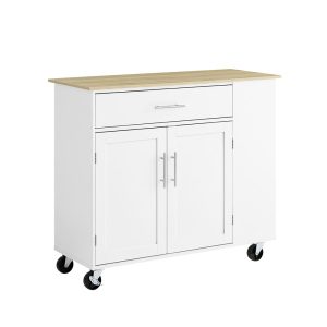 SoBuy Wyspa kuchenna z jedną szufladą Biały Nowoczesny FKW133-NW 812987 SoBuy Wyspa kuchenna z jedną szufladą Biały Nowoczesny FKW133-NW 812987