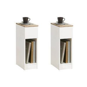 SoBuy Zestaw 2 stolików nocnych z 1 szufladą Biały 20x35x60cm FBT111-WNx2 804627 SoBuy Zestaw 2 stolików nocnych z 1 szufladą Biały 20x35x60cm FBT111-WNx2 804627