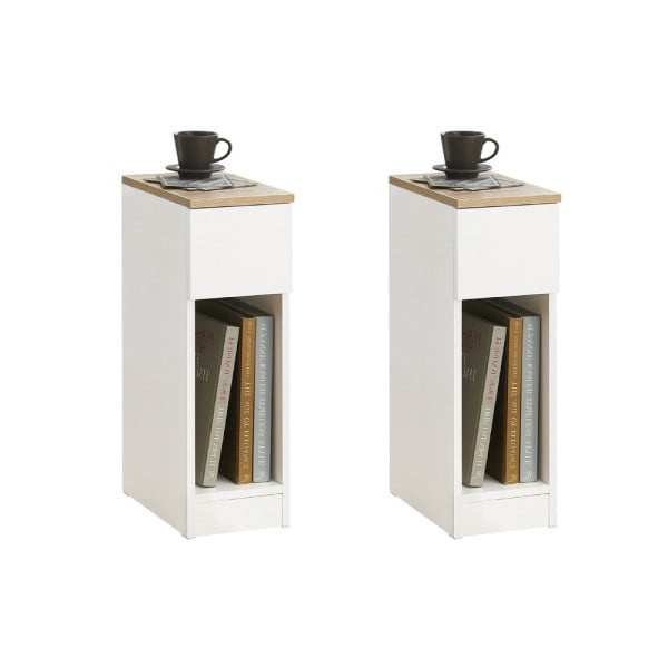 SoBuy Zestaw 2 stolików nocnych z 1 szufladą Biały 20x35x60cm FBT111-WNx2 804627