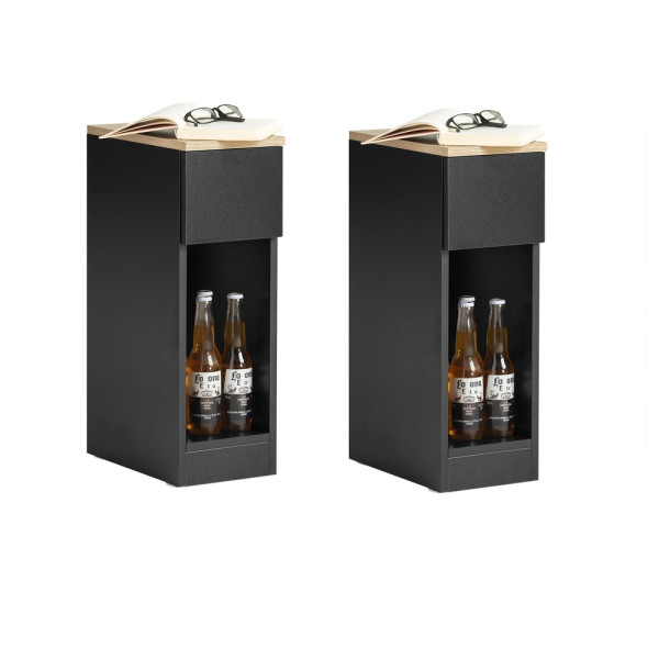 SoBuy Zestaw 2 stolików nocnych z 1 szufladą Czarny 20x35x60cm FBT111-SCHx2 804544