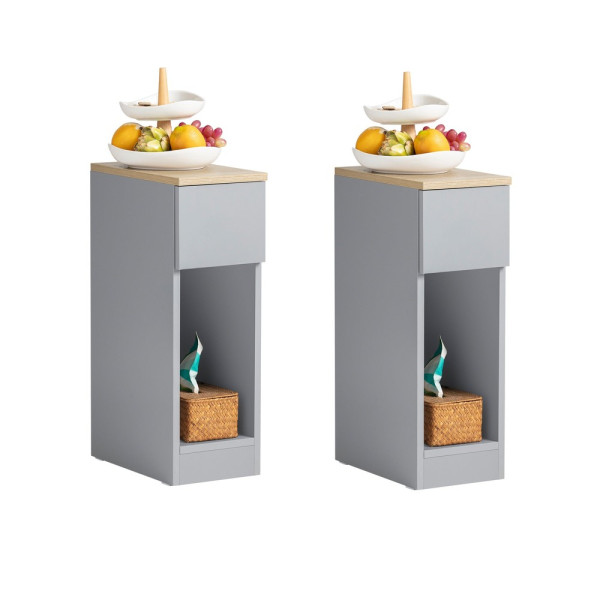 SoBuy Zestaw 2 stolików nocnych z 1 szufladą Jasnoszary FBT111-HGx2 804783