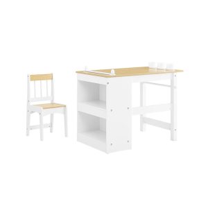 SoBuy Zestaw stolika i krzesełka dziecięcego z 2 półkami KMB60-NW 809512 SoBuy Zestaw stolika i krzesełka dziecięcego z 2 półkami KMB60-NW 809512