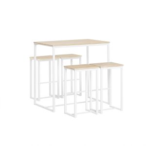 SoBuy Zestaw stołu barowego z 4 stołkami OGT15-WN 902723