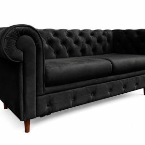 Sofa 2 osobowa Chesterfield Prima pikowana Amor Velvet 22 czarna bez spania 238872 Sofa 2 osobowa Chesterfield Prima pikowana Amor Velvet 22 czarna bez spania 238872