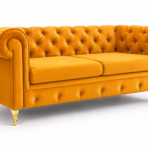 Sofa 2 osobowa Chesterfield Prima pikowana miodowa tkanina 961334 Sofa 2 osobowa Chesterfield Prima pikowana miodowa tkanina 961334