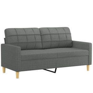 Sofa 2-osobowa, ciemnoszara, 140 cm, tapicerowana tkaniną 374808 Sofa 2-osobowa, ciemnoszara, 140 cm, tapicerowana tkaniną 374808