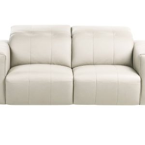 Sofa 2 osobowa tapicerowana ekoskóra regulowany zagłówek jasnobeżowa 866695 Sofa 2 osobowa tapicerowana ekoskóra regulowany zagłówek jasnobeżowa 866695