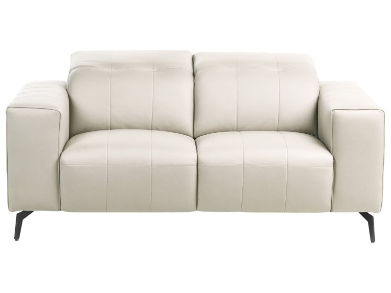 Sofa 2 osobowa tapicerowana ekoskóra regulowany zagłówek jasnobeżowa 866695