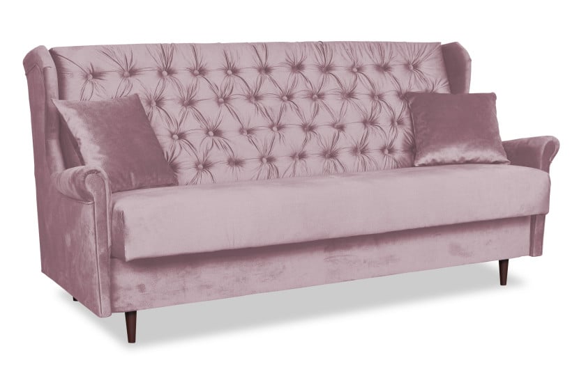 Sofa 3 oc ROZKŁADANA uszak WELUROWY kanapa fioletowa GAJA 315942