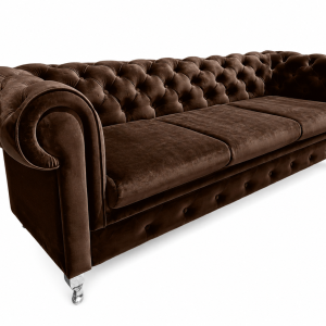 Sofa 3 osobowa Chesterfield Prima pikowana glamour brązowa welwet 237424 Sofa 3 osobowa Chesterfield Prima pikowana glamour brązowa welwet 237424