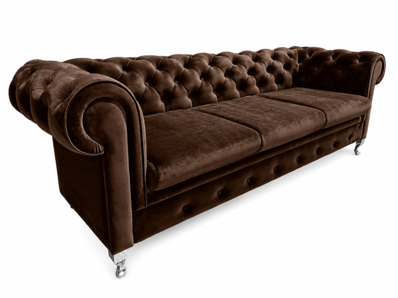 Sofa 3 osobowa Chesterfield Prima pikowana glamour brązowa welwet 237424