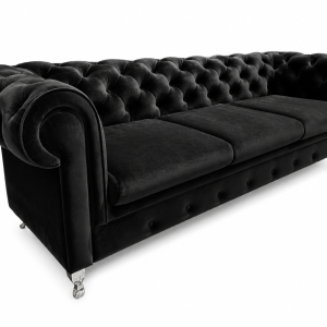 Sofa 3 osobowa Chesterfield Prima pikowana glamour czarna velvet stylowa 238853 Sofa 3 osobowa Chesterfield Prima pikowana glamour czarna velvet stylowa 238853