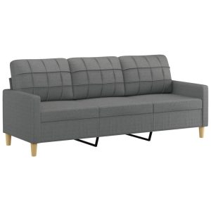 Sofa 3-osobowa, ciemnoszara, 180 cm, tapicerowana tkaniną 374817