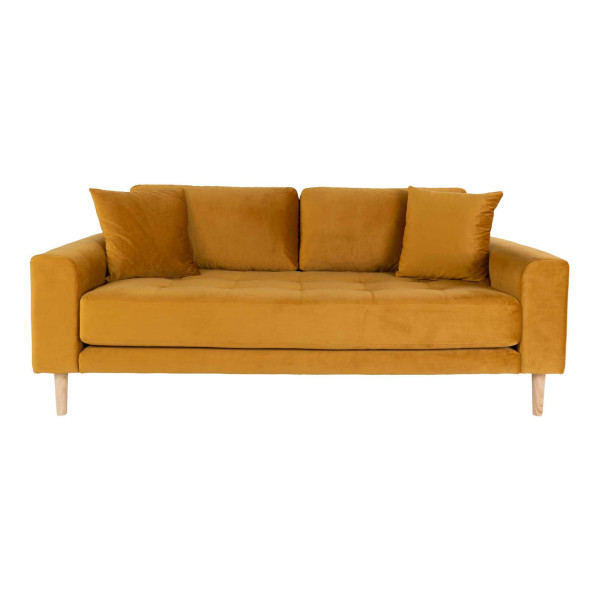 Sofa 3-osobowa Lido żółta nogi z drewna bukowego pikowana 659871