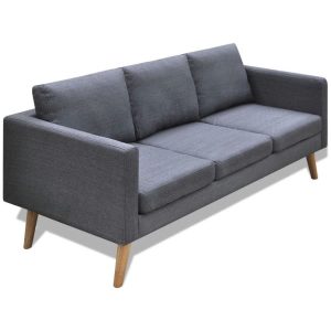 Sofa 3-osobowa, materiałowa, ciemnoszara 374814 Sofa 3-osobowa, materiałowa, ciemnoszara 374814