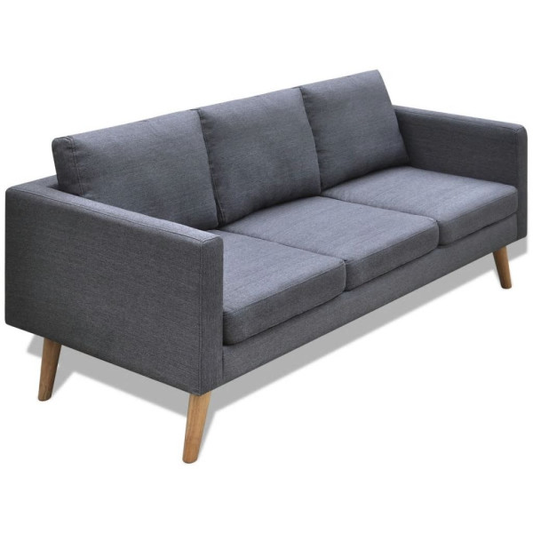 Sofa 3-osobowa, materiałowa, ciemnoszara 374814