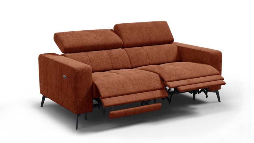 Sofa 3 osobowa MORELLO, ciemnopomarańczowa, 2 x Relax Zero Gravity 801348