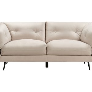 Sofa 3-osobowa pikowana welur beżowa 451648 Sofa 3-osobowa pikowana welur beżowa 451648