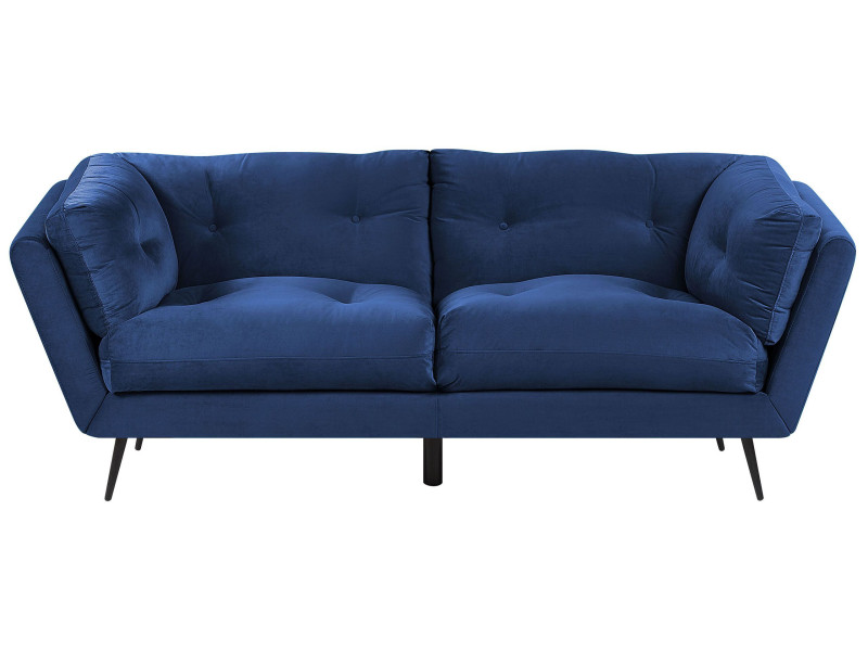 Sofa 3-osobowa pikowana welur niebieska 191067