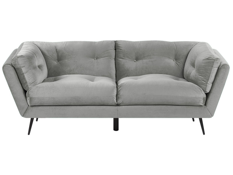 Sofa 3-osobowa pikowana welur szara 191134