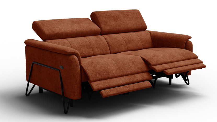 Sofa 3 osobowa RODEN, 2 x Relax Zero Gravity, ciemnopomarańczowa 801369