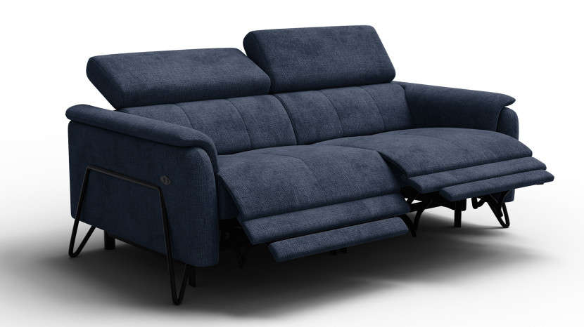 Sofa 3 osobowa RODEN, 2 x Relax Zero Gravity, granatowa 801382