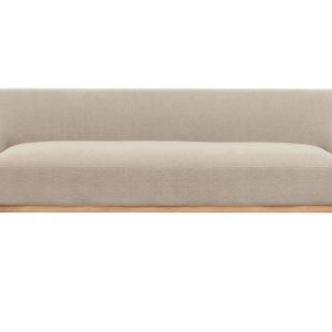 Sofa 3-osobowa tapicerowana drewno nogi szary beż 453840 Sofa 3-osobowa tapicerowana drewno nogi szary beż 453840