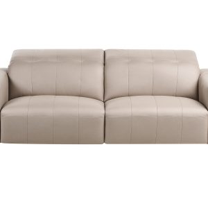 Sofa 3 osobowa tapicerowana ekoskóra regulowany zagłówek beżowoszary 866699 Sofa 3 osobowa tapicerowana ekoskóra regulowany zagłówek beżowoszary 866699