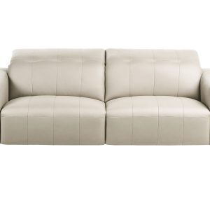 Sofa 3 osobowa tapicerowana ekoskóra regulowany zagłówek jasnobeżowa 866696 Sofa 3 osobowa tapicerowana ekoskóra regulowany zagłówek jasnobeżowa 866696