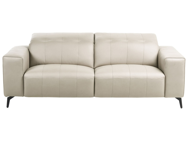 Sofa 3 osobowa tapicerowana ekoskóra regulowany zagłówek jasnobeżowa 866696